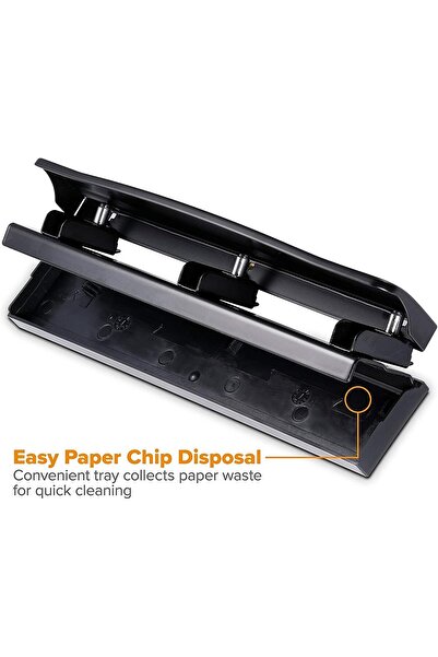 Bostitch Office 3-Hole Punch, Metal, Rubber Base, 12-Sheet, Black (KT-HP12-BLK)