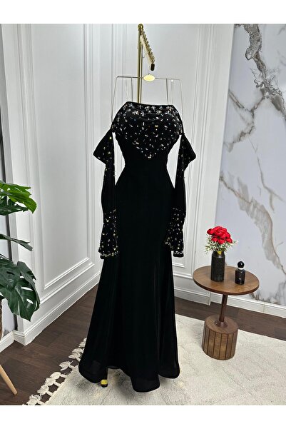 FASHİON TREND فستان القماش : مخمل كوري اصلي + تطريز يدودي راقي