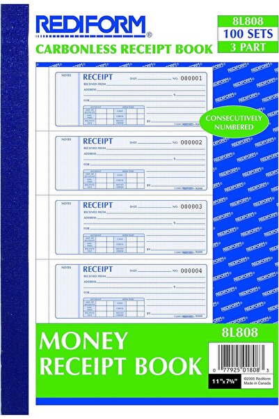 Rediform Receipt Book (RED8L808) by Rediform, Blue, 27 cm × 19 cm