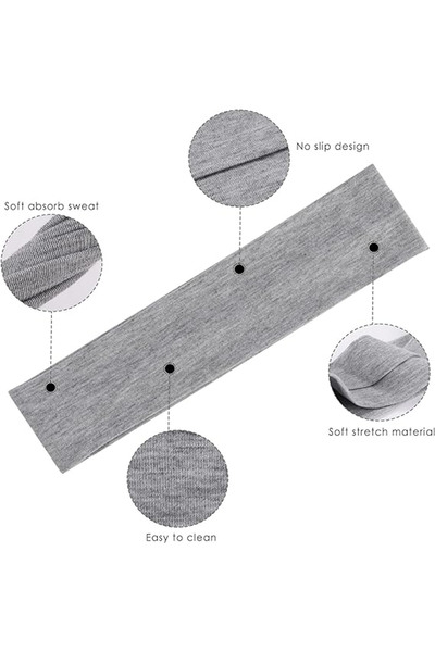 Lesha 6 Pcs Headbands - Non Slip Soft Cotton Sport Elastic Hairbands for Men and Women(White, Gray, Black)