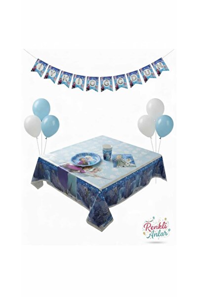 RENKLİ ANLAR ELSA DOĞUM GÜNÜ(1 MASA ÖRTÜSÜ,8 BARDAK,8 TABAK,20 ADET PEÇETE,1 ADET FİLAMA,4 BEYAZ,4 MAVİ BALON)