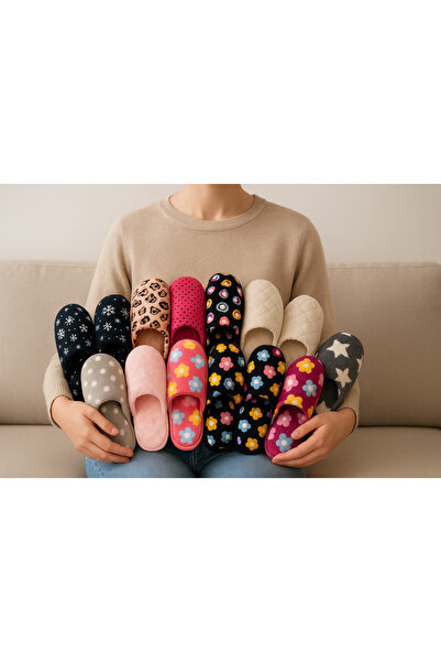 KonforA Pack of 5 House Slippers Dowry Slippers Winter Slippers No Sound Lightweight Sole Closed House Slippers