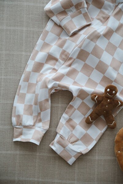 DoDo'S Baby 100% Organic Cotton Latte Checker Pattern Men's Soft Baby Sleeping Bag