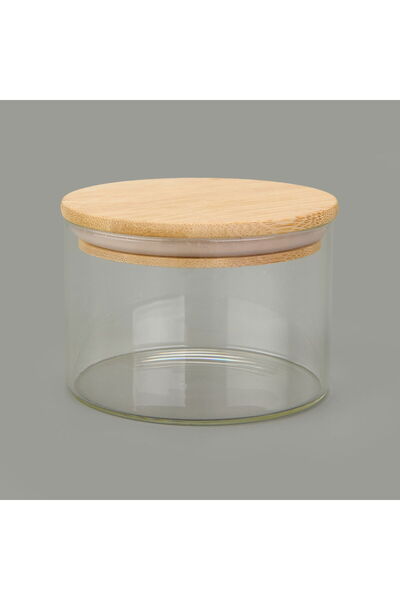 MATMEL Home Borosilicate Glass Bowl with Bamboo Lid - Transparent / Light Brown - 365 ml