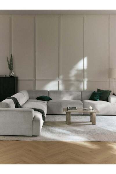 S Home Design Concept Molly 5 Modül Köşe Koltuk, Fitilli Kadife Kumaş 285x285 cm