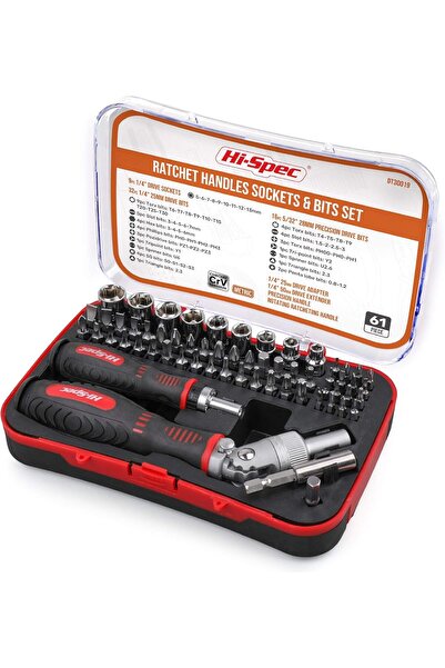 Hi-Spec مجموعة مفكات براغي دقيقة من 61 قطعة بمقبض سقاطة بزاوية قائمة وعلبة مف...