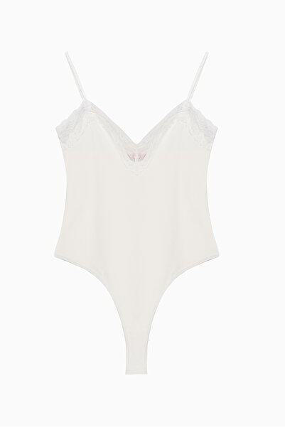Quzu Dantel Yaka Askılı Bodysuit