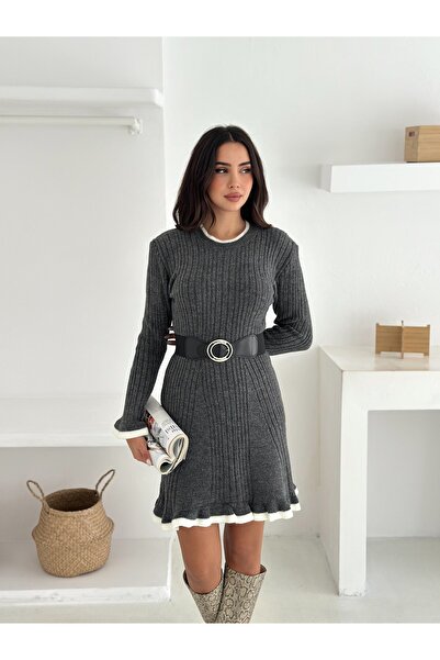 sportiness Soft Textured Knit Dress with Belt Detail