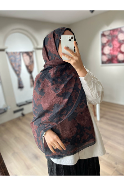 Merwiss Winter Haze Müslin Şal - Acı Kahve