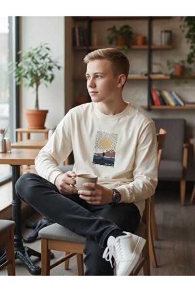 Zekids Boy's Cotton Landscape Printed Thin Long Sleeve Sweatshirt