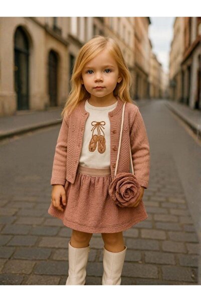 Zekids Girl's Cardigan and Bag 4-Piece Skirt Set