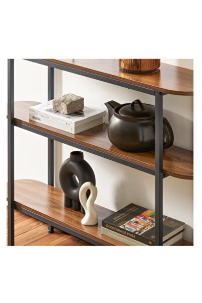 Generic AGD Multi-purpose 3-Tier Console Table for Living Room and Office, 110×25×86 cm, Brown