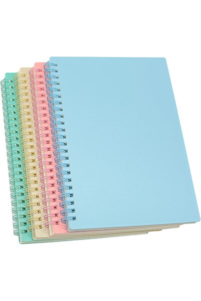 Yansanido A5 Spiral Notebooks, 4-Pack, 160 Pages (80 Sheets), Thick Plastic Cover, Lined