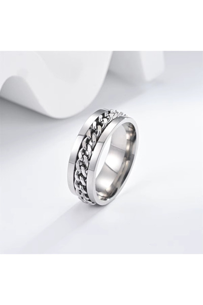 Kracer Silver ring with steel chain