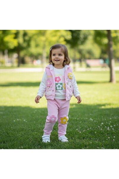 SeaBubbles Vest Set Baby Girl Top and Bottom Set with Floral Embroidery