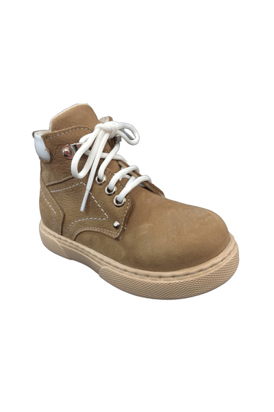 OrtopedikAL Ortopedikal1001 Ridente a Tan Suede Baby Boy Boots 100% Leather Zippered and Lace-Up