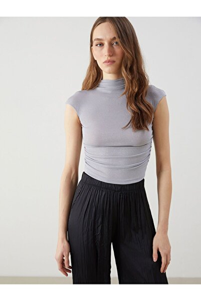 LC Waikiki Draped Collar Shiny Look Women's Blouse