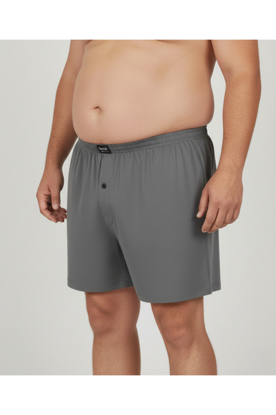 balkonda Erkek Şort Külot Battal Beden %100 Pamuklu Cotton 3'lü Paket Düğmeli Rahat Model - Berrak