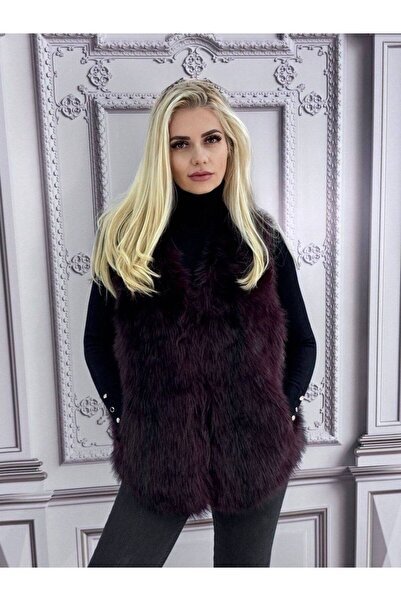 GLAMSI Women's premium organic fur vest with accessorized details