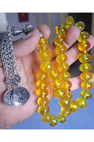 Cekke Tesbih Ottoman Crimped Amber Analogy 11*15 mm Original Daily Use Prayer Beads