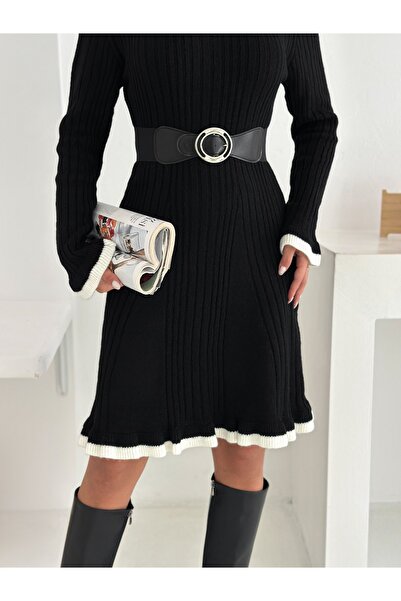 sportiness Soft Textured Knit Dress with Belt Detail