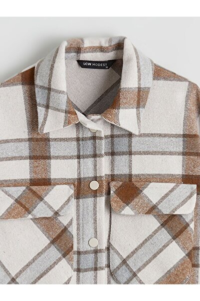 LC Waikiki Lcw Modest Plaid Oversized Women's Shirt Tunic