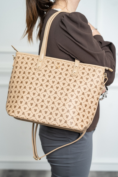 Lulu Castagnette Women's office bag made of eco-leather Beige one compartment BS23016A2307112