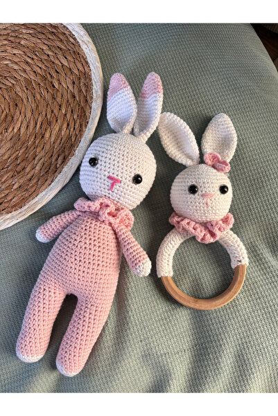 Aia&Co Amigurumi Sevimli Tavşan Uyku Arkadaşı, Diş kaşıyıcı veya Çıngırak