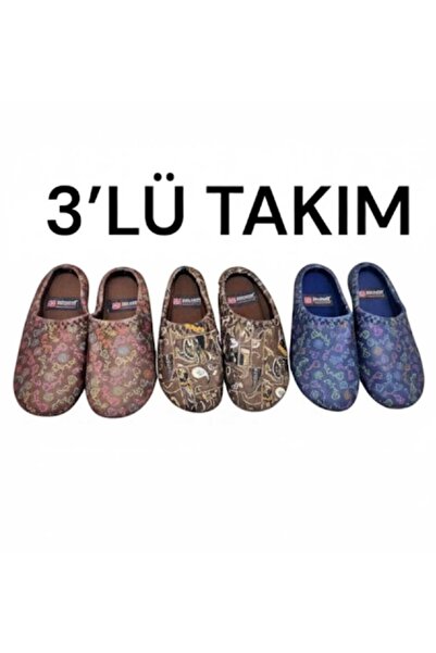 MİNAHOBİ Set of 3 Women's Home, Carpet Slippers