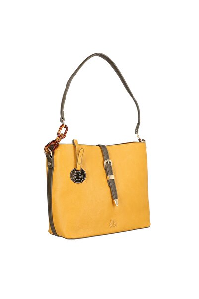 Lulu Castagnette Geanta Mustar Dama Casual Piele cu 3 Compartimente - BS2383C...