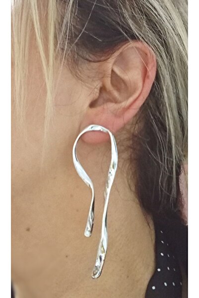 mos&more Silver Long Unshaped Asymmetrical Earrings