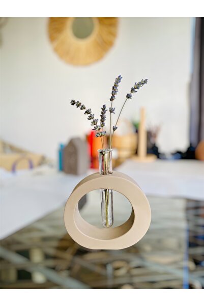 Biepoksi Vazo Biblo Borasiklatlı Bej Dekor Obje Aksesuar Hediyelik