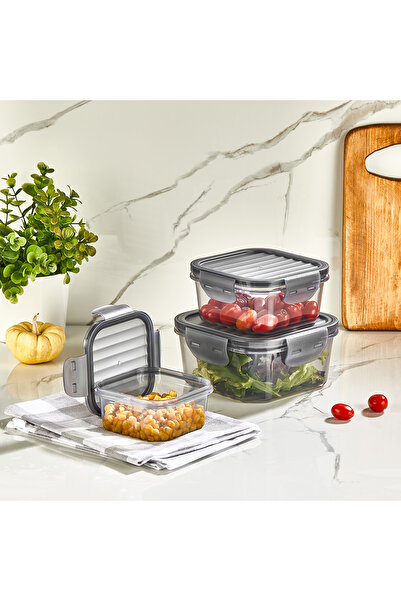 Mons 3-Piece Storage Container Set Qlux Storage and Transport Container with Leak-Proof Gasket Bpa-Free L-00860