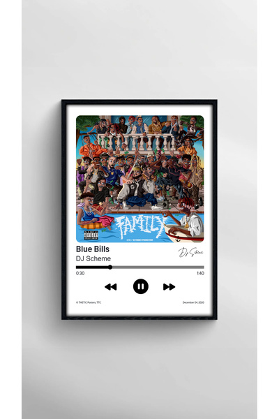 Thetic Dj Scheme - Blue Bills Single Collection Premium Spotify Poster - Song Poster!