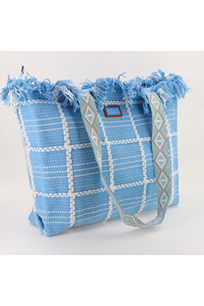 David Jones Geantă de plajă țesută pentru femei culoare Albastru BS7065CM2404966