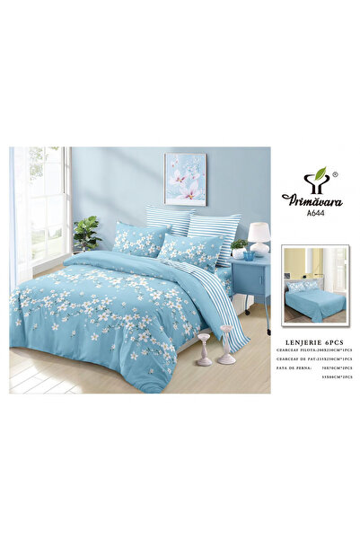 FIONNA.RO Lenjerie Din Finet - Bleu Cu Floricele