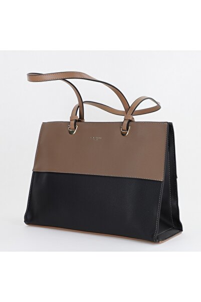 David Jones Geantă office damă din piele ecologică negra trei compartimente B...