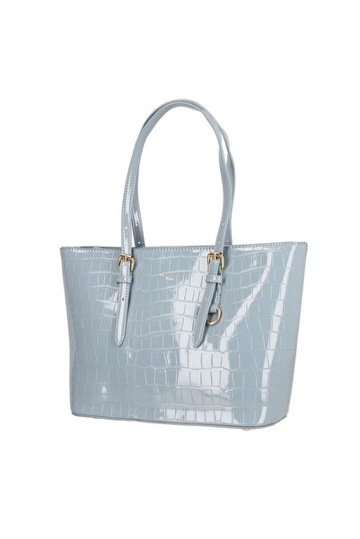 David Jones Geanta casual piele ecologica texturata albastru cu maner BS6916CA2301114