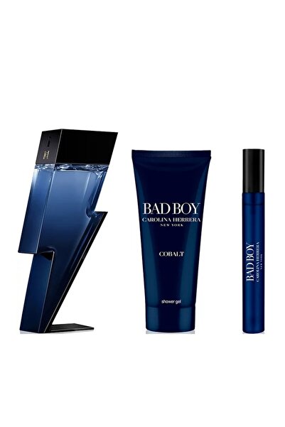 Carolina Herrera Bad Boy Cobalt Gift Set, Men, 50 ml EDP + Shower Gel 100 ml + Eau de Parfum 10 ml