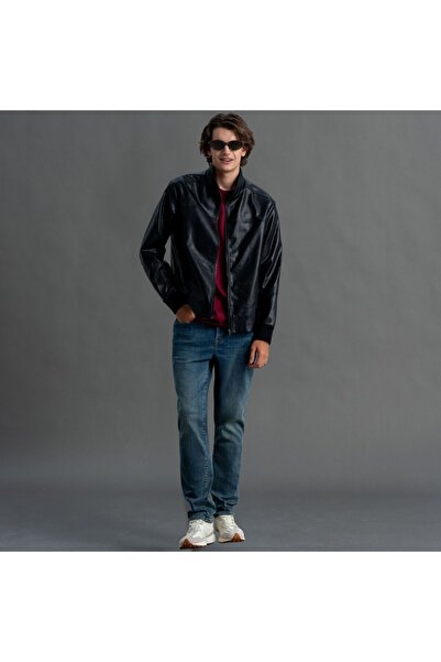 Giordano Men's Regular Fit Leather Jacket