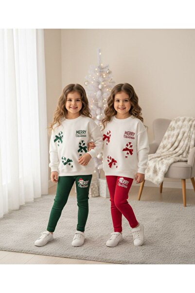 aynuraa New Year's Bow Merry Christmas Tracksuit Set