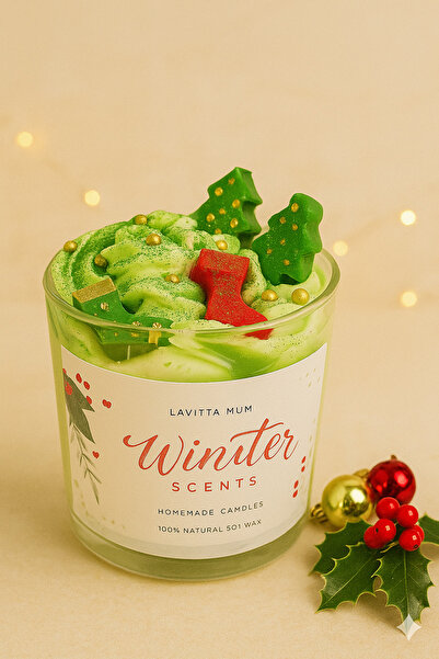 LAVİTAMUM Yılbaşı Temalı El Yapımı Soya Mum – Yoğun Kokulu, Dekoratif ve Şık Tasarım