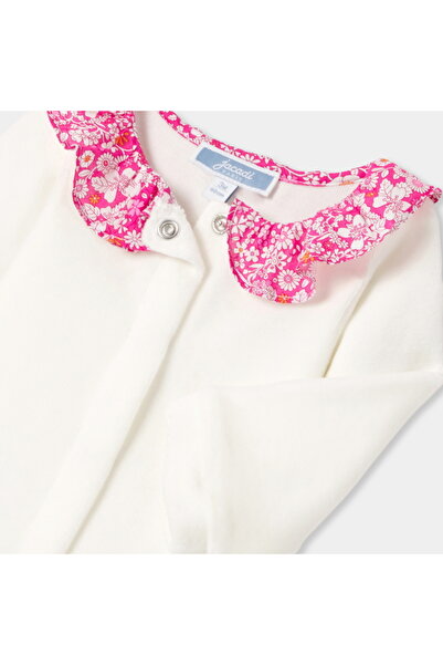 jacadi Newborn Baby Girl Floral Collar Velvet Jumpsuit