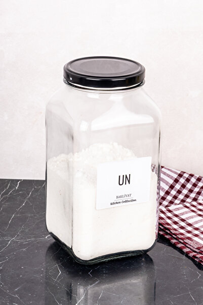 dnshome Un Kavanozu Cam Erzak Saklama Kavanozu Etiket Hediyeli 3 lt Saklama Kabı