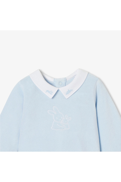 jacadi Newborn Baby Boy Poplin Collar Velvet Jumpsuit