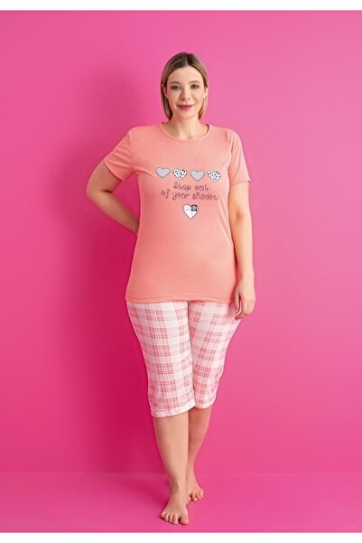 TOSKI Women's cotton pajamas plus size t-shirt + 3/4 pants print step out of your shadow
