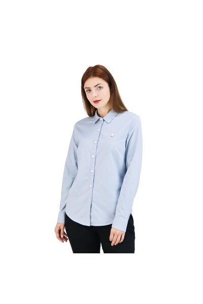 Giordano Women's Oxford Acute Collar Long Sleeve Shirt