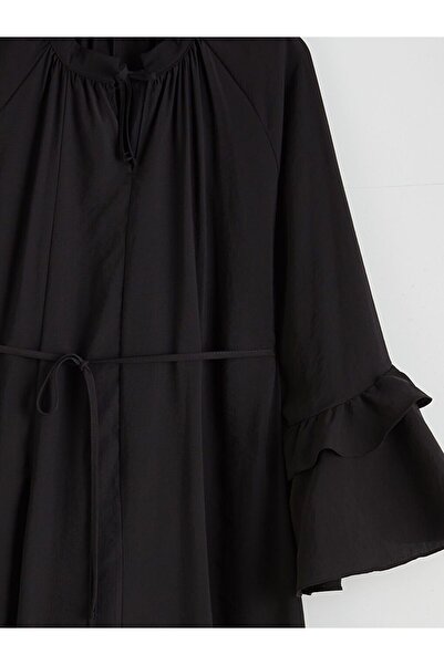 LC Waikiki Lcw Modest Tie Neck Ruffle Smocked Dress