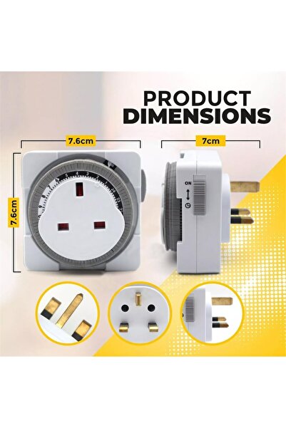 Generic 24 Hour Mechanical Segment Timer Plug Socket, Energy Saving Switch for Home Appliances