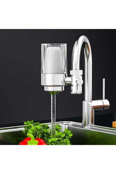 RenKris Filtru apa, cu fixare pe baterie, microfiltrare, 2 cartuse, 2 functii